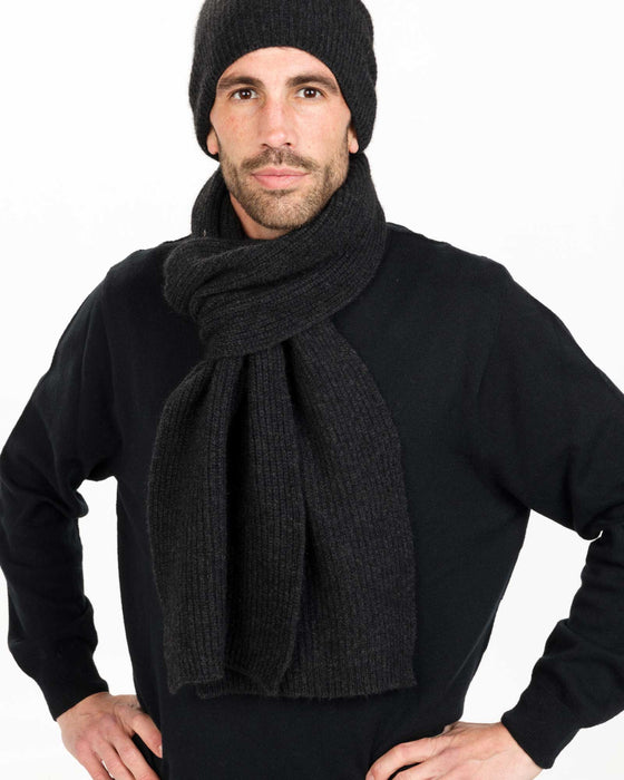 NX876 possum merino wool slouch scarf in charcoal