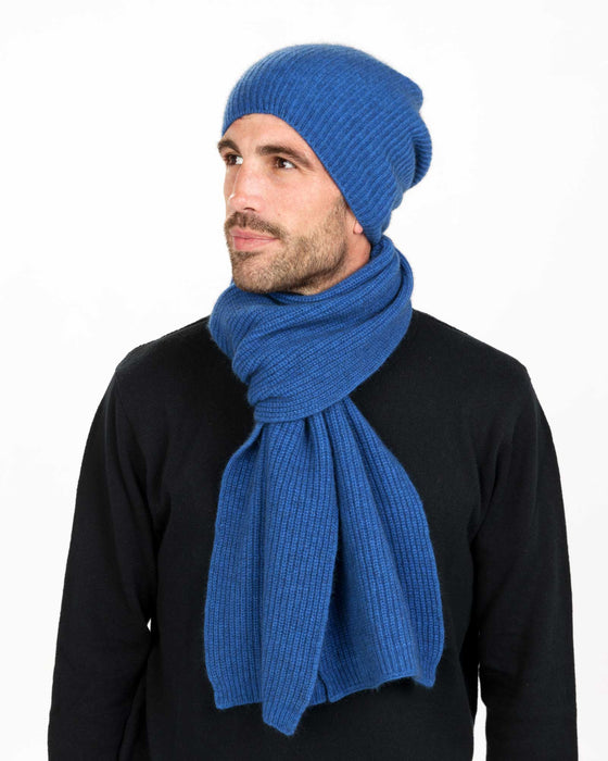 NX876 possum merino wool slouch scarf in Cornflower