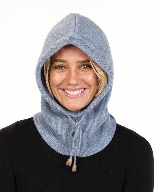 NX895 Scarfclava in light blue possum merino wool