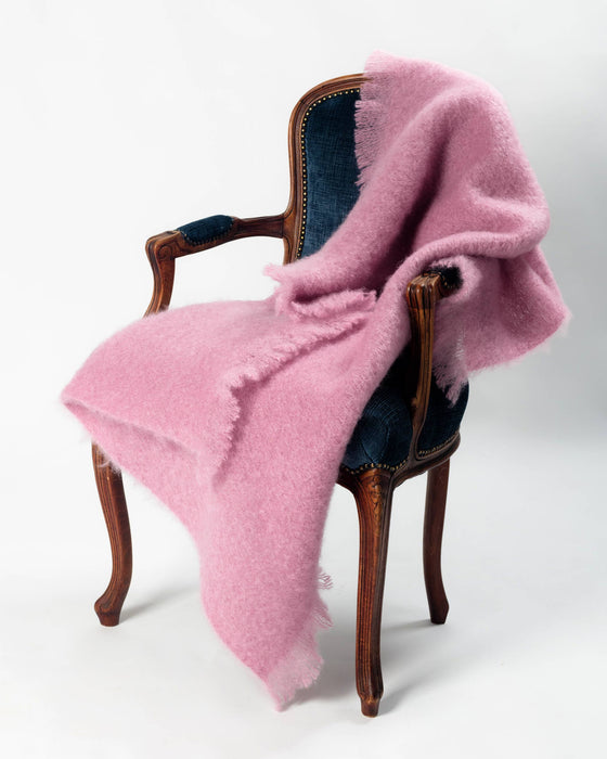 Peony pink mohair throw blanket New Zealand made