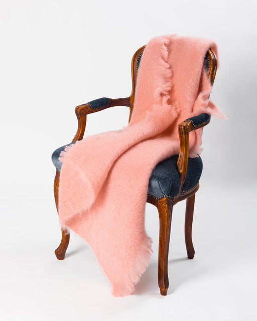 Rose pink mohair chair throw New Zealand made