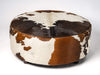 Round ottoman in tri-colour cowhide 85cm x85cm