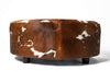 Round ottoman in tri-colour cowhide 85cm x85cm