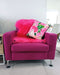 Bright Hot Pink Sheepskin Rug  on Fushia chair