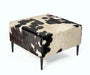 Square cowhide ottoman black and white