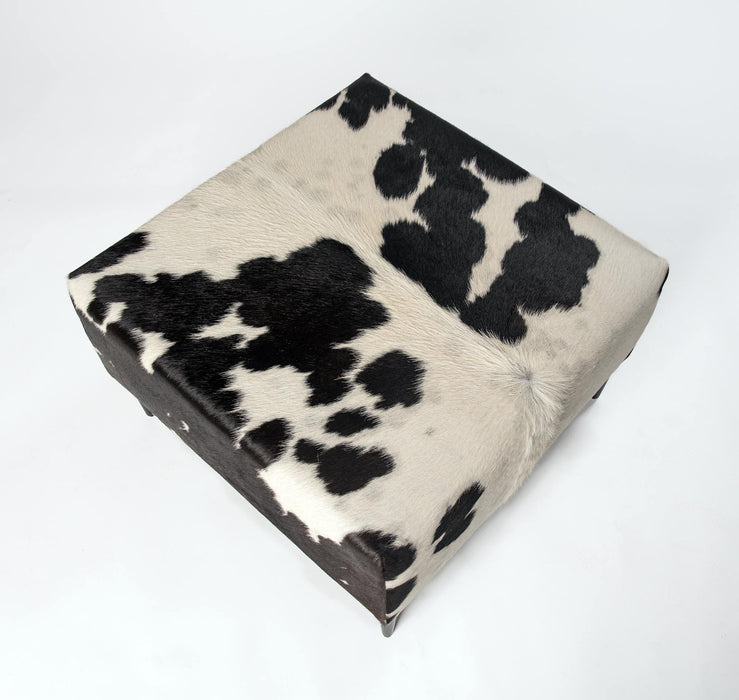Square cowhide ottoman from top