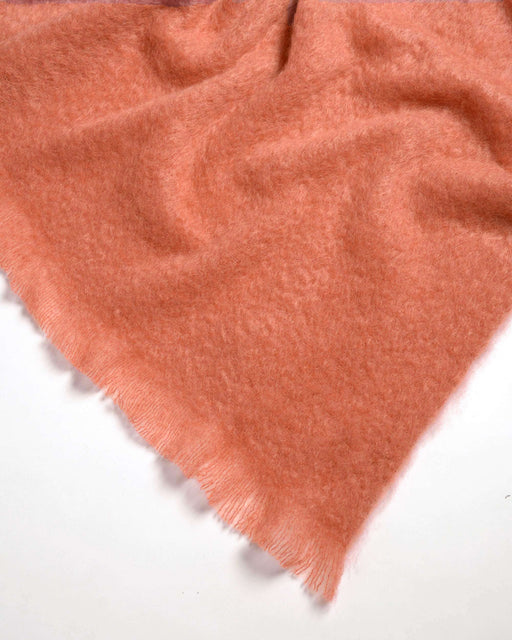 Terracotta mohair throw blanket  close up