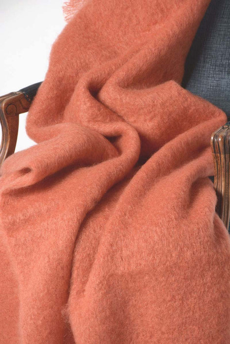 Terracotta mohair chair throw