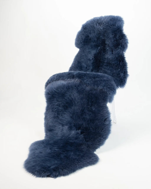 Double velvet navy blue sheepskin rug