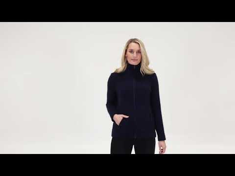 Video of NS832 essential possum merino wool knit jacket in Twilight Blue