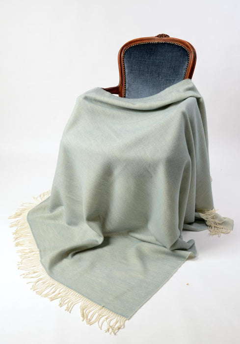 Alexandra double sided lightweight wool blanket powder blue