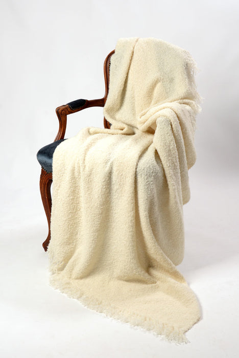 Boucle alpaca blanket cream NZ made