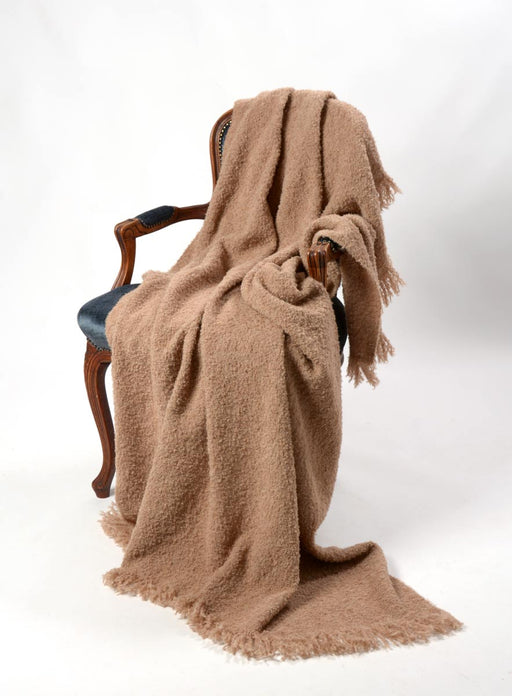 Boucle Alpaca blanket fawn beige NZ made