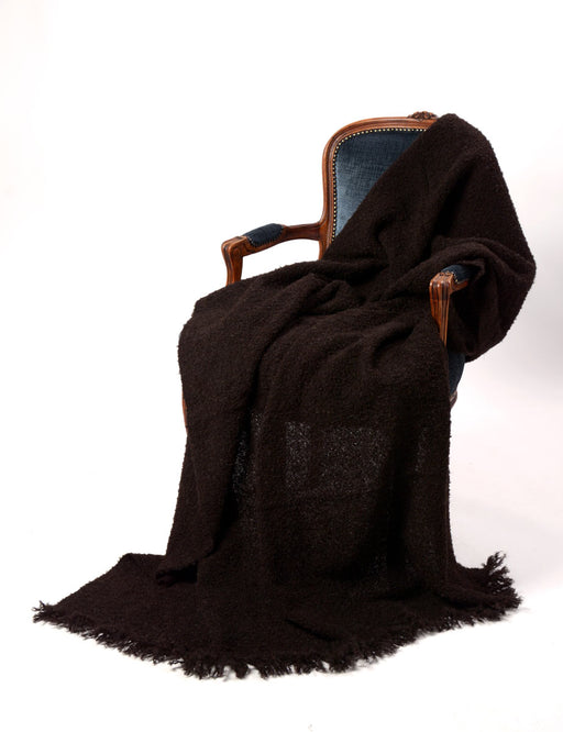 Alpaca boucle blanket dark chocolate brown peat