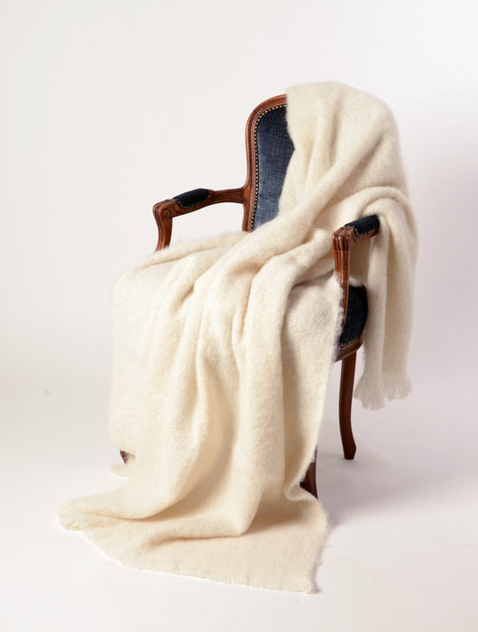 Alpaca Blanket Australia - Cream Brushed Alpaca Throw Blanket