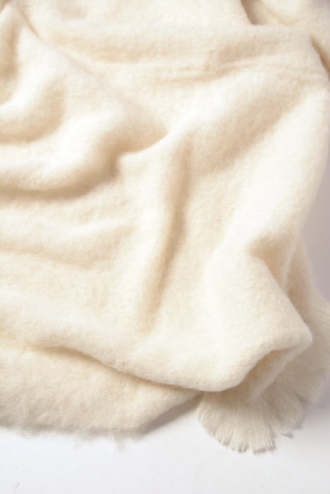 Cream Brushed Alpaca Throw Blanket