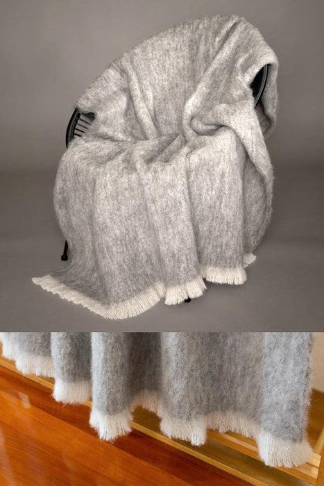 Windermere Granite Grey Brushed Alpaca Throw Blanket