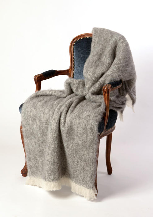 Alpaca Blanket New Zealand - Windermere Granite Grey Brushed Alpaca Throw Blanket