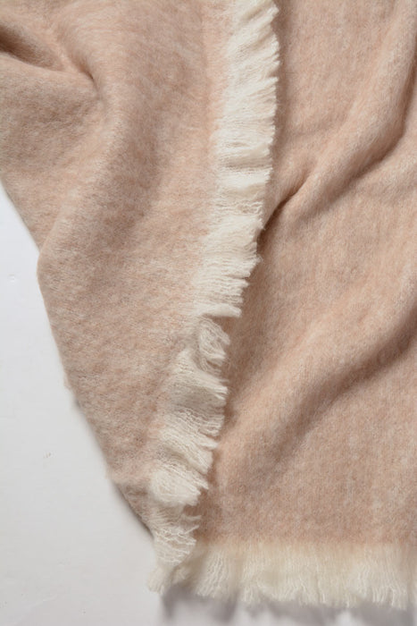 Sand beige brushed alpaca bed blanket