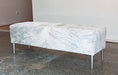 Grey cowhide ottoman long bench style