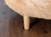 Beige Cowhide Ottoman Light Round Wood Legs 95x95x40cm