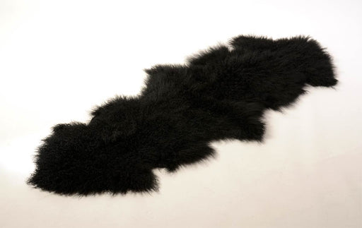 Double Tibetan lambskin rug dyed black