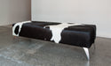 Black & white cowhide bench seat ottoman 150cm long