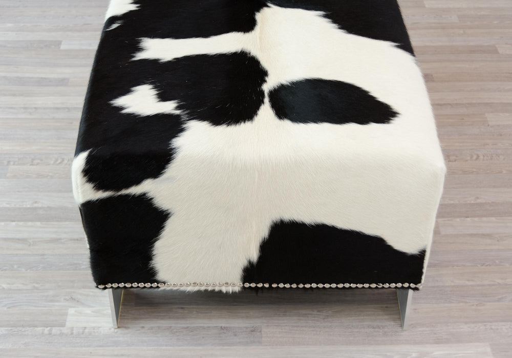 Cowhide Ottoman with Metal Studs and Kyle Legs 110x60x42cm