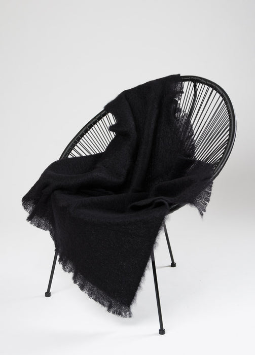 Raven Black Mohair Throw Blanket