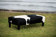 Cowhide Ottoman with Wood Legs 120x60x38cm