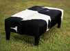 Cowhide Ottoman with Wood Legs 120x60x38cm