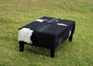 Cowhide Ottoman with Wood Legs 100x60x38cm