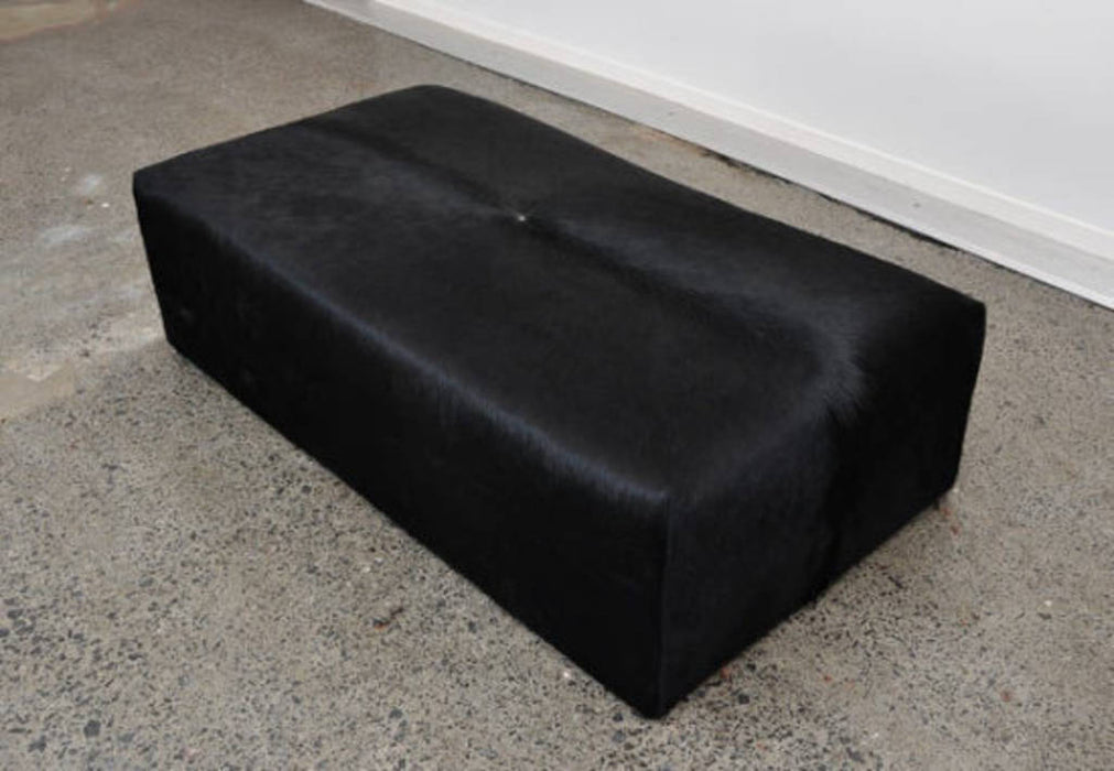Cowhide Ottoman Deep Rectangle with Low Glides 120x60x34cm