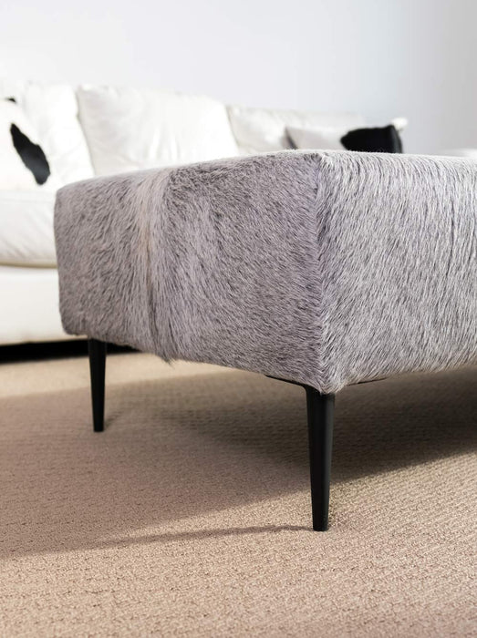 Cowhide Ottoman with Borsari Matte Black Metal Legs 