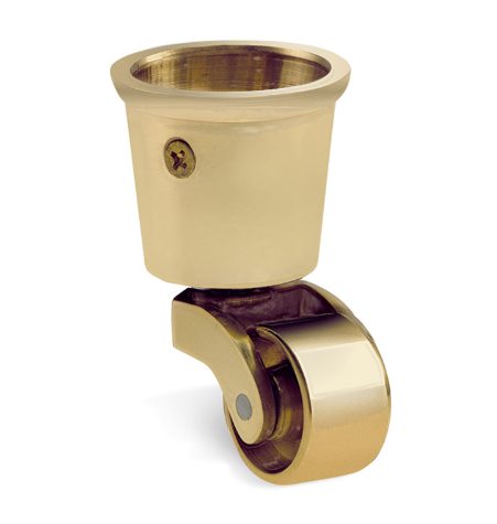 Round Cup & Caster Wheels 35mm - Brass Gold