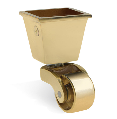 Square Cup & Caster Wheels 32mm - Brass Gold
