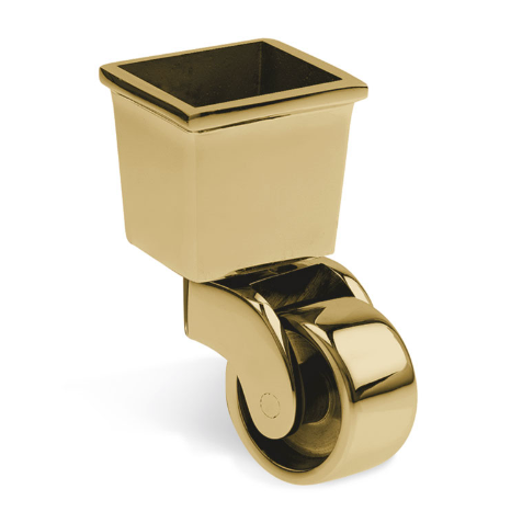 37mm square cup and caster wheels in brass