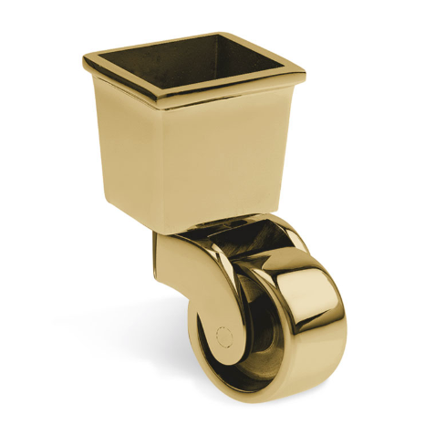 Square Cup & Caster Wheels 37mm - Brass Gold