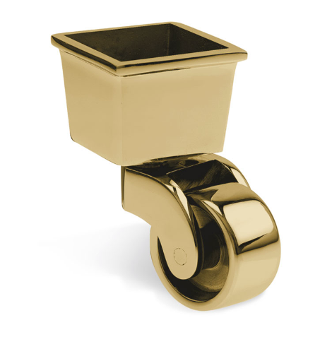 45mm square cup and caster furniture wheels brass gold