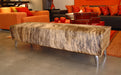 Brindle cowhide bench ottoman with metal legs