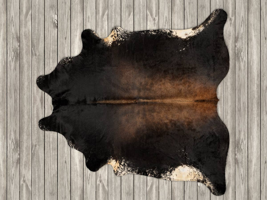 Cowhide Rug Wood Brown White