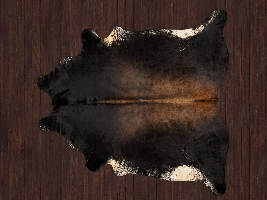 Cowhide Rug Wood Brown White