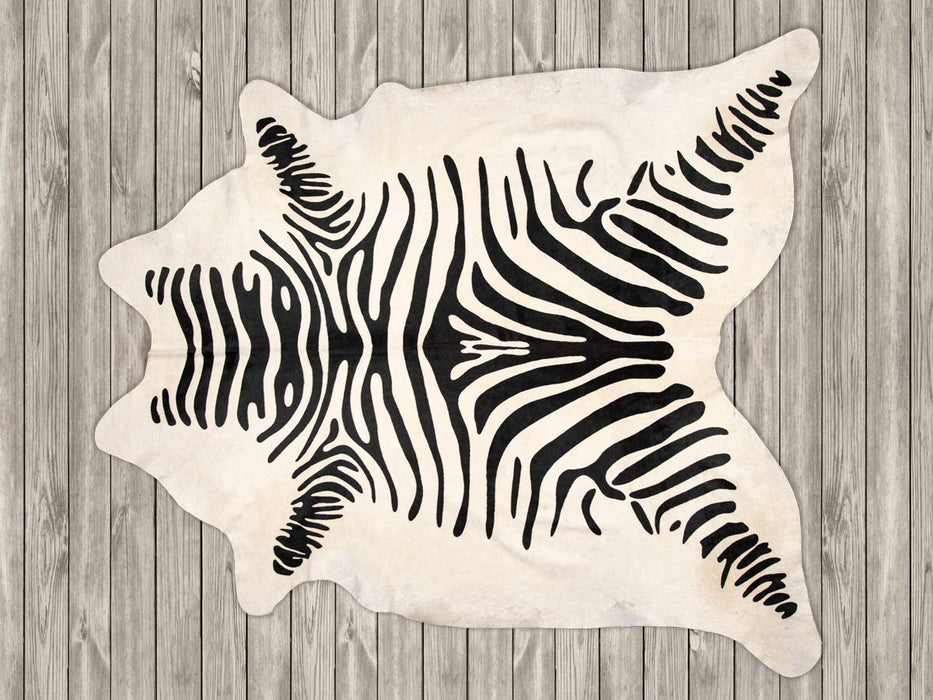 Printed zebra cowhide rug