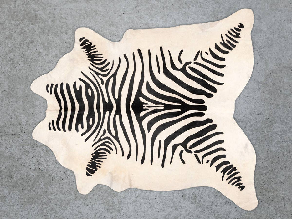 Printed zebra cowhide rug