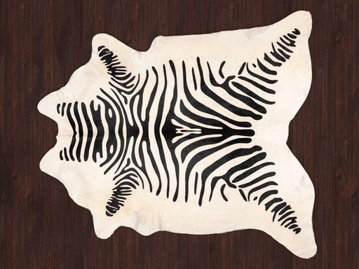 Printed zebra cowhide rug