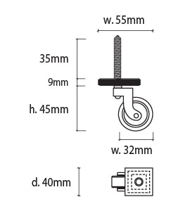 Metal Caster Wheels 4.5cm - Brass or Chrome