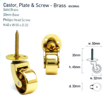 Caster Wheels 4.5cm - Brass Gold 