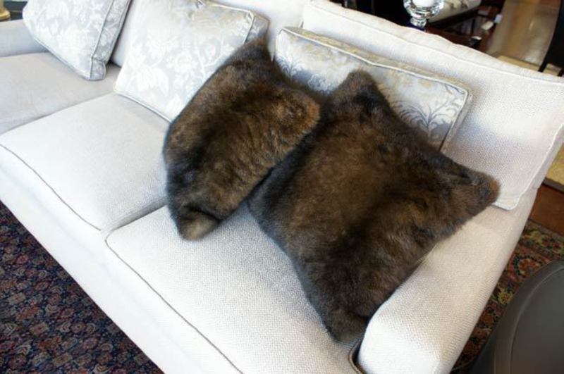Possum fur cushion NZ chocolate brown