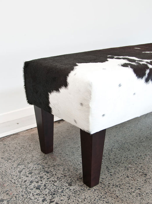Cowhide Bench Seat #2 with Wood Legs 110x38x38cm