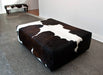 Cowhide Ottoman Deep with Low Wood Legs 114x92x38cm